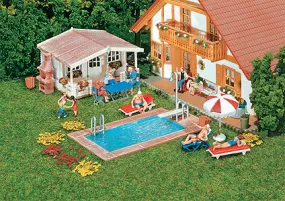 Faller HO 180542 Swimming Pool w/Util Shed