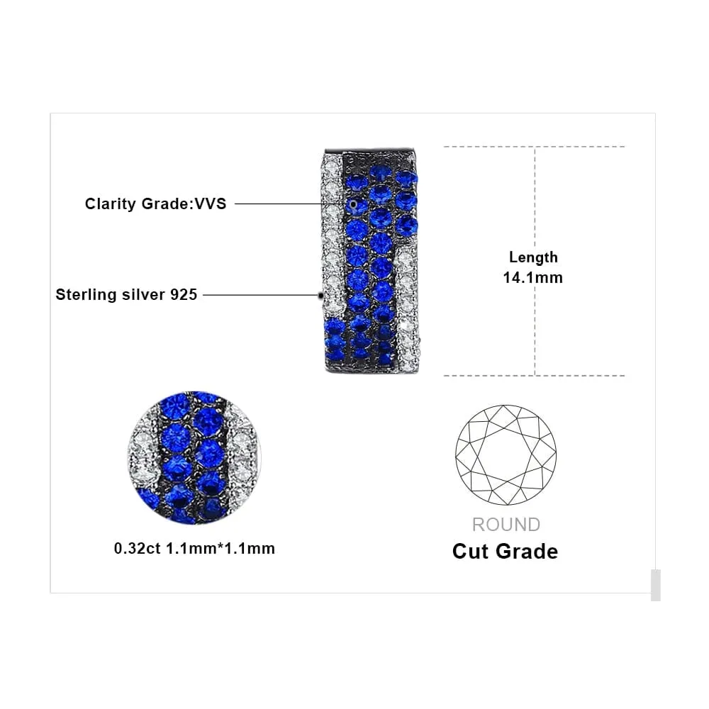 Fashion Created Blue Sapphire Stud Earrings - 925 Sterling Silver