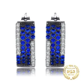 Fashion Created Blue Sapphire Stud Earrings - 925 Sterling Silver