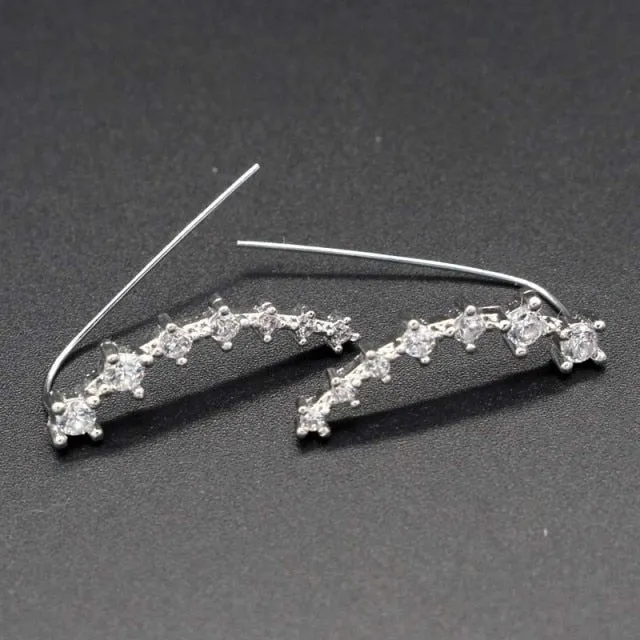 Fashion Luxury 925 Sterling Silver & Pink CZ Drop Studs