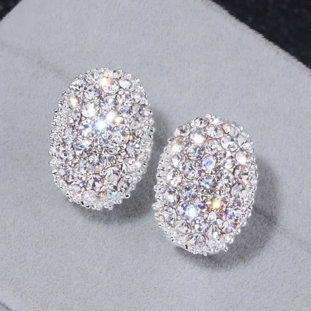 Fashion Luxury 925 Sterling Silver & Pink CZ Drop Studs