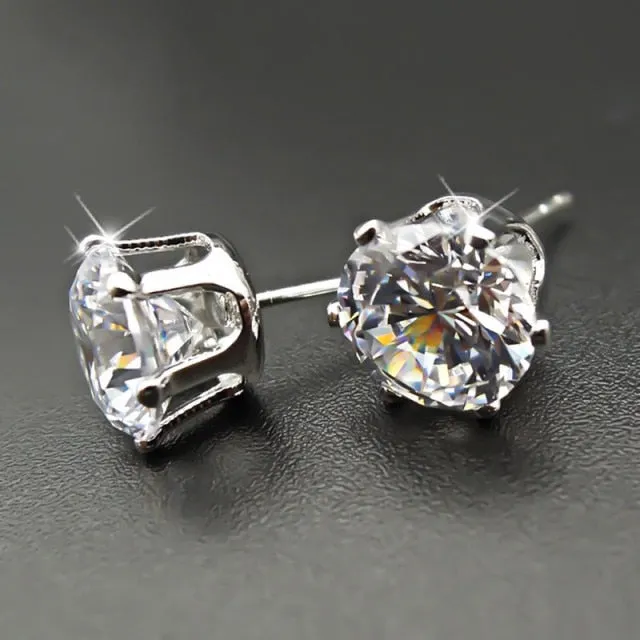 Fashion Luxury 925 Sterling Silver & Pink CZ Drop Studs