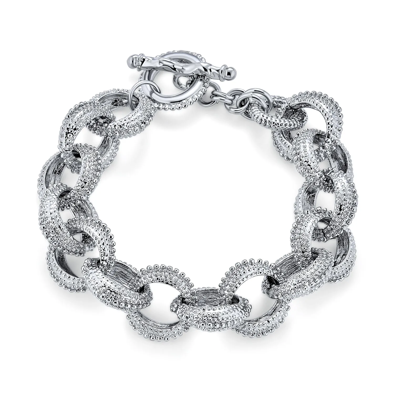 Fashion Statement Oval Chain Chunky Matt Textured Necklace Bracelet