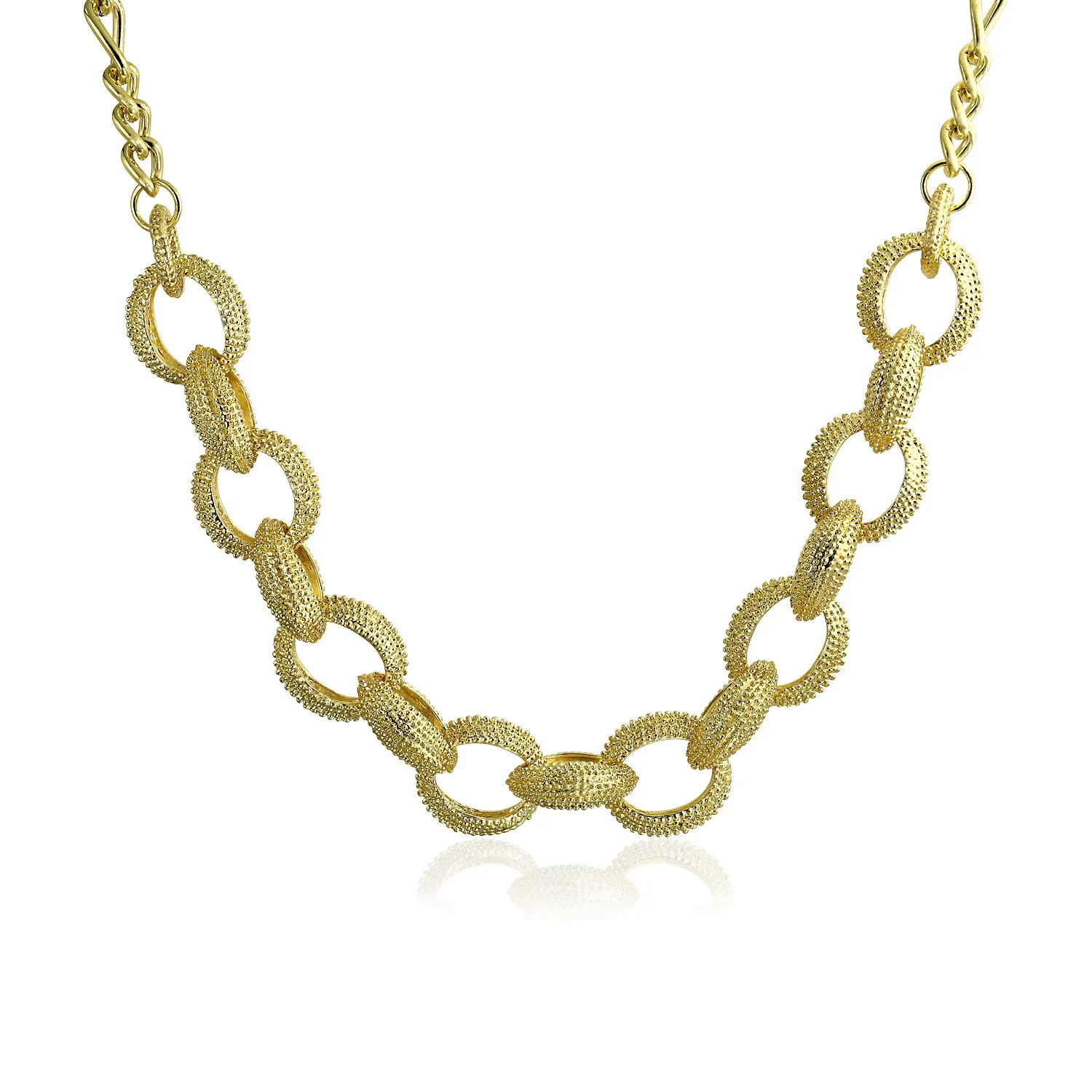 Fashion Statement Oval Chain Chunky Matt Textured Necklace Bracelet