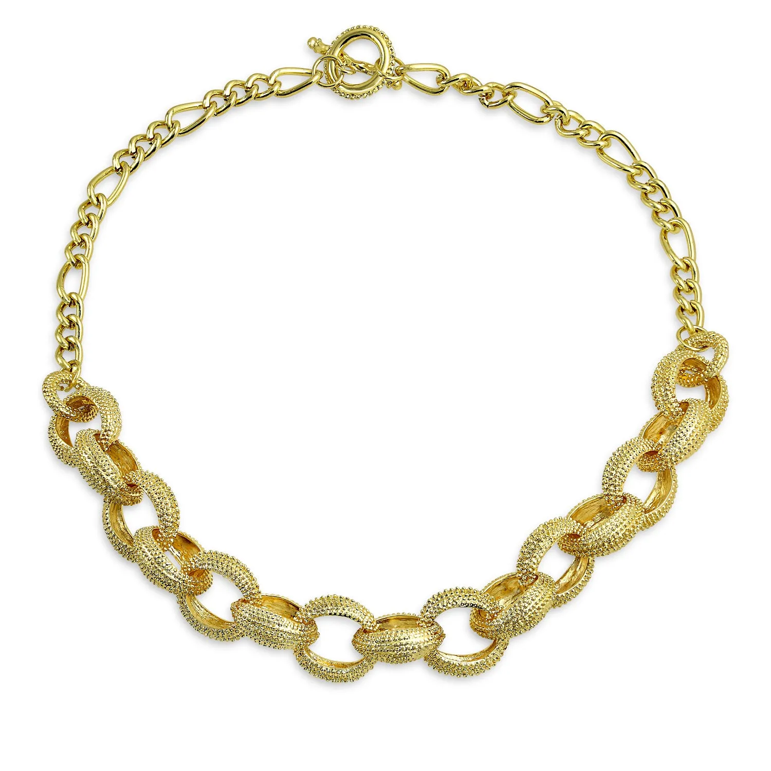 Fashion Statement Oval Chain Chunky Matt Textured Necklace Bracelet