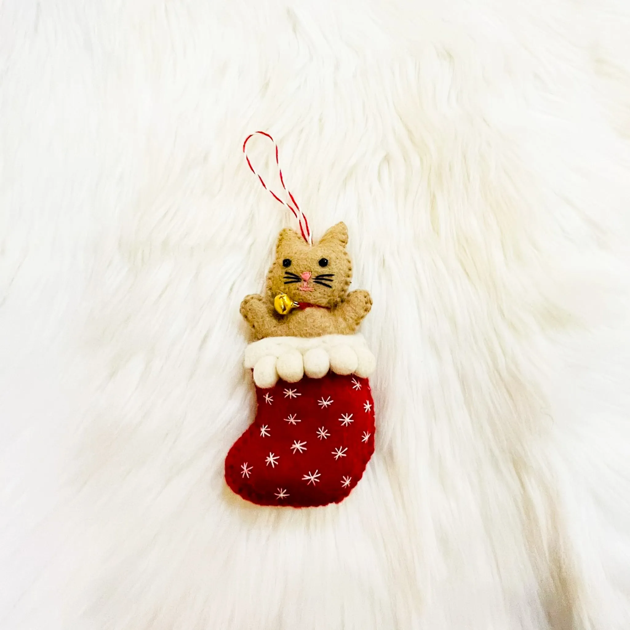 Felted Cat Christmas Ornaments/Holiday Decoration