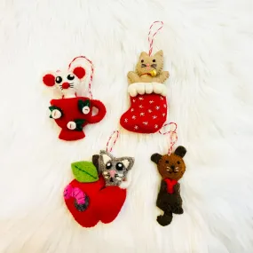 Felted Cat Christmas Ornaments/Holiday Decoration