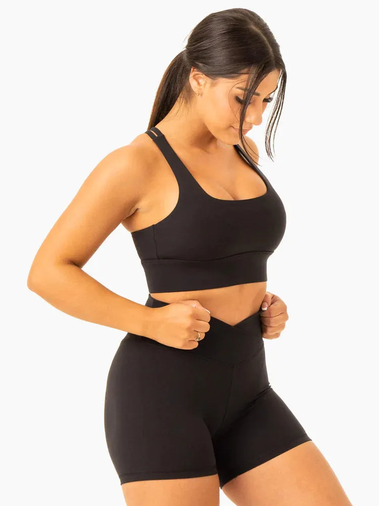 FLOW SQUARE NECK SPORTS BRA BLACK