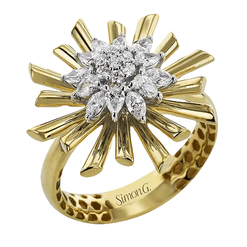 Flower Fashion Ring In 18k Gold With Diamonds