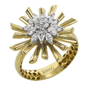 Flower Fashion Ring In 18k Gold With Diamonds