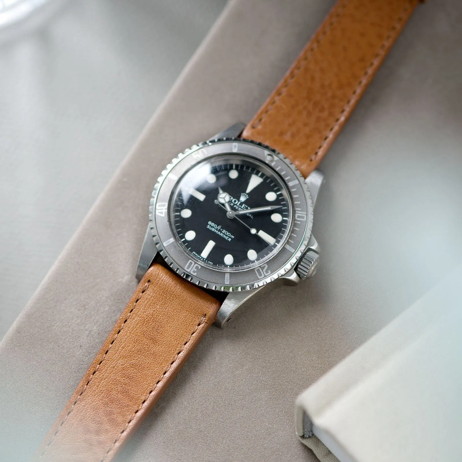 Gilt Brown Tonal Leather Watch Strap