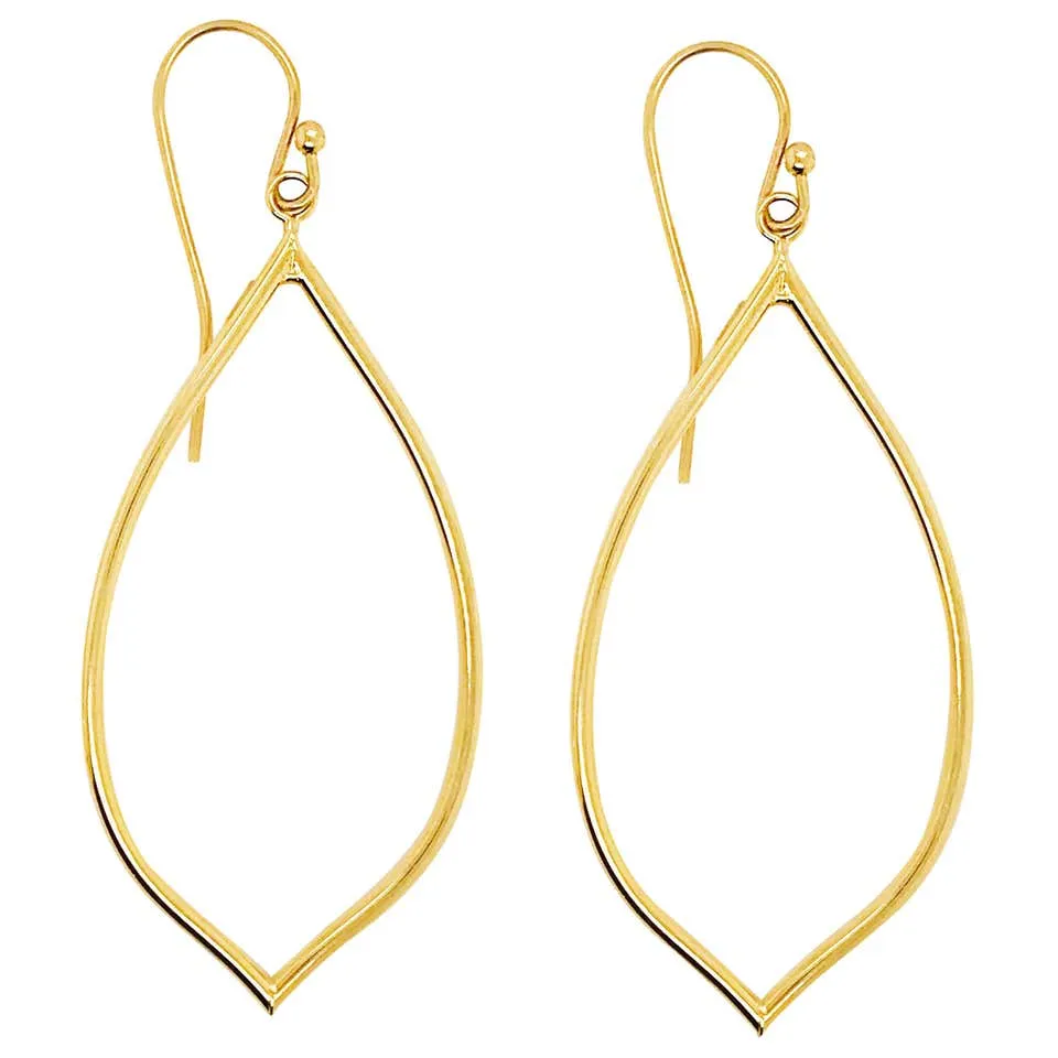 Gold Fashion Open Tear Drop Lemon Shape Dangle Earrings