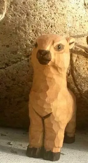 Hand-Carved Wooden Alpaca Ornaments