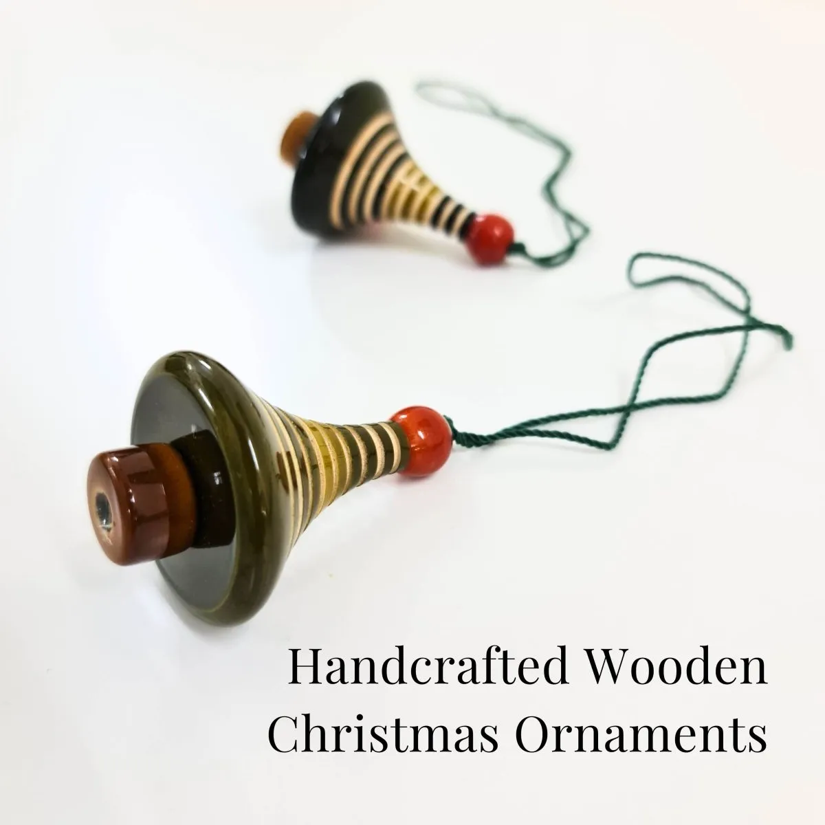 Handmade All Natural Wooden Christmas Tree Ornaments(Set of 2)