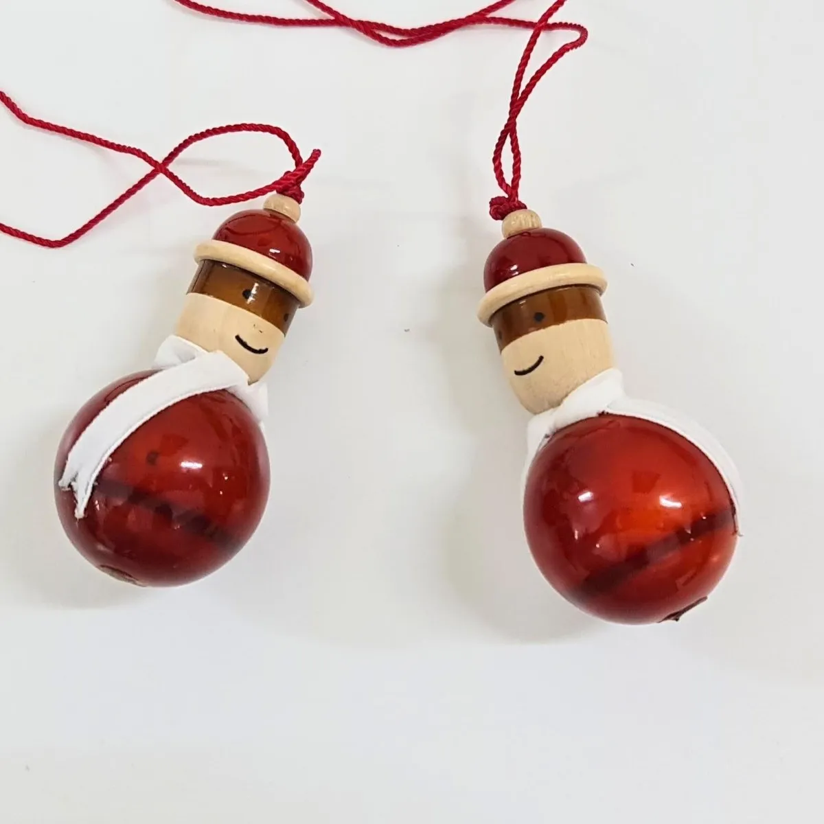 Handmade All Natural Wooden Santa Christmas Ornaments(Set of 2)