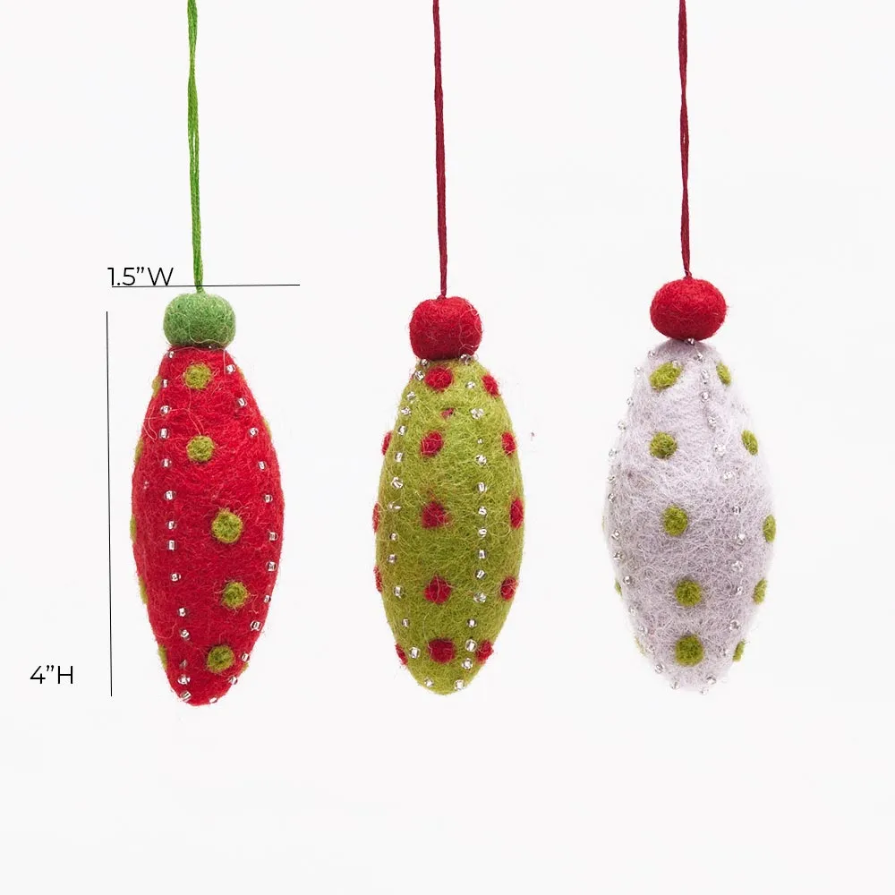 Long Drop Felt Ornaments Pack 3