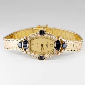 'Longines' Vintage 18k Sapphire and Diamond Watch | 2.00 ctw, 0.60 ctw | 7.5"