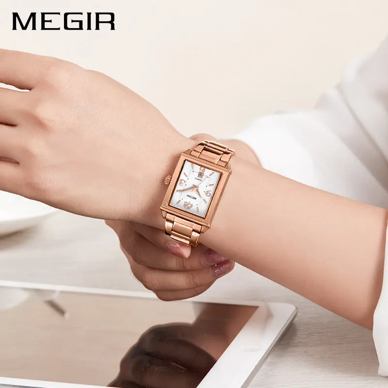 MEGIR Ladies Watches Rose Gold Luxury Women Bracelet Watch for Lovers Fashion Girl Quartz Wristwatch Clock Relogio Feminino 1079