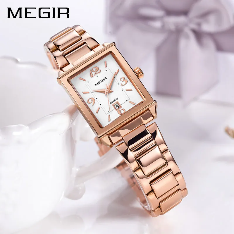 MEGIR Ladies Watches Rose Gold Luxury Women Bracelet Watch for Lovers Fashion Girl Quartz Wristwatch Clock Relogio Feminino 1079