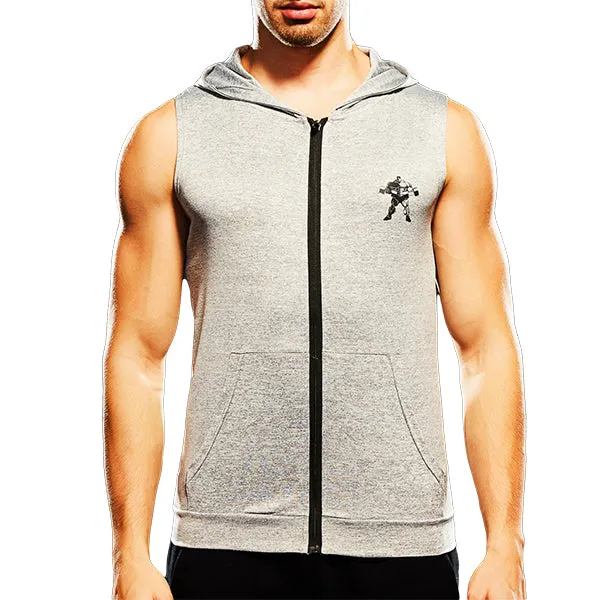 Mens Fashion Zip Up Fitness Running Hooded Vest