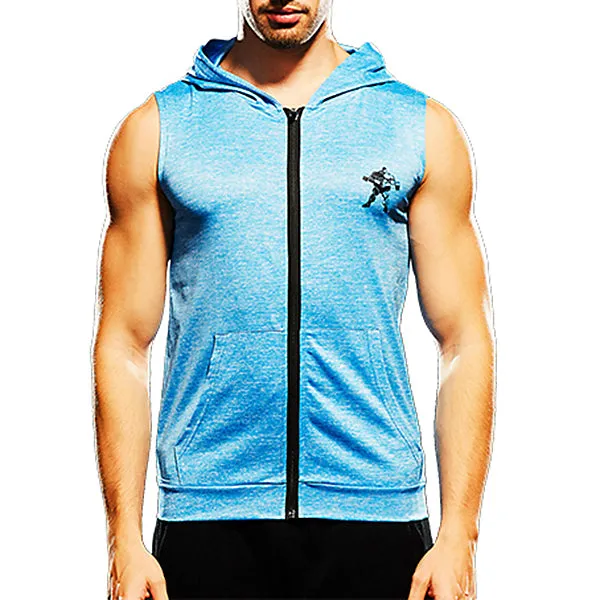 Mens Fashion Zip Up Fitness Running Hooded Vest