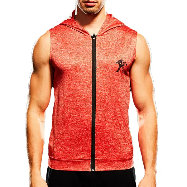 Mens Fashion Zip Up Fitness Running Hooded Vest