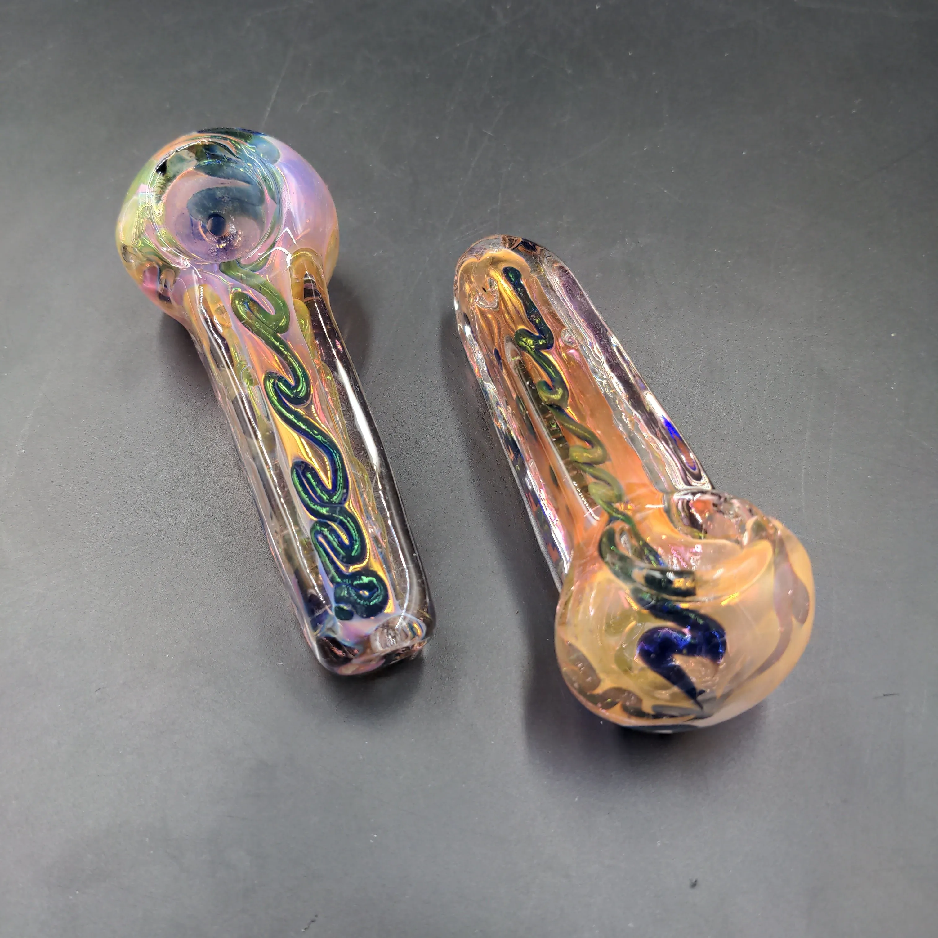 Metallic Fumed Glass Spoon Pipe | 3.75