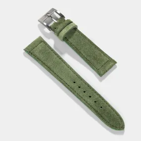 Olive Drab Green Suede Leather Watch Strap