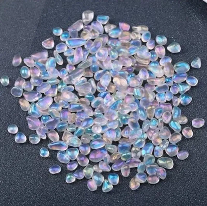 Pastel Aura Natural Moonstone For Glass Fish Jar Crystals ornaments