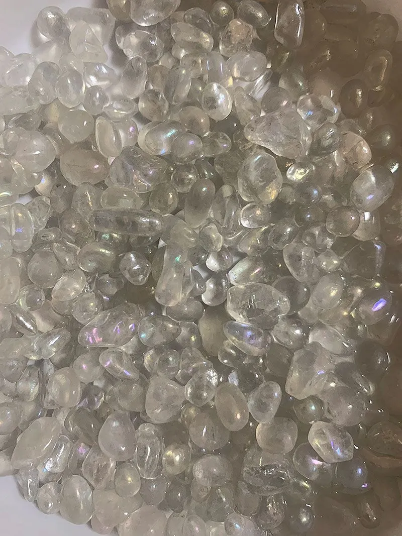 Pastel Aura Natural Moonstone For Glass Fish Jar Crystals ornaments