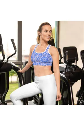 Pink & Blue Mandala Padded Sports Bra