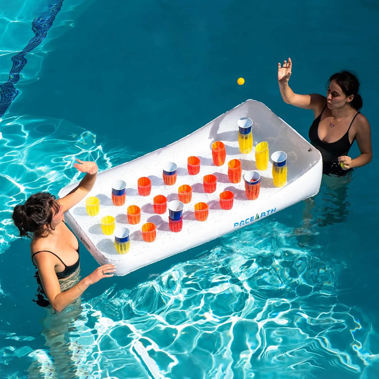 Pool Floats for Swimming Pool with 16 Ping-Pong Balls & A Pump