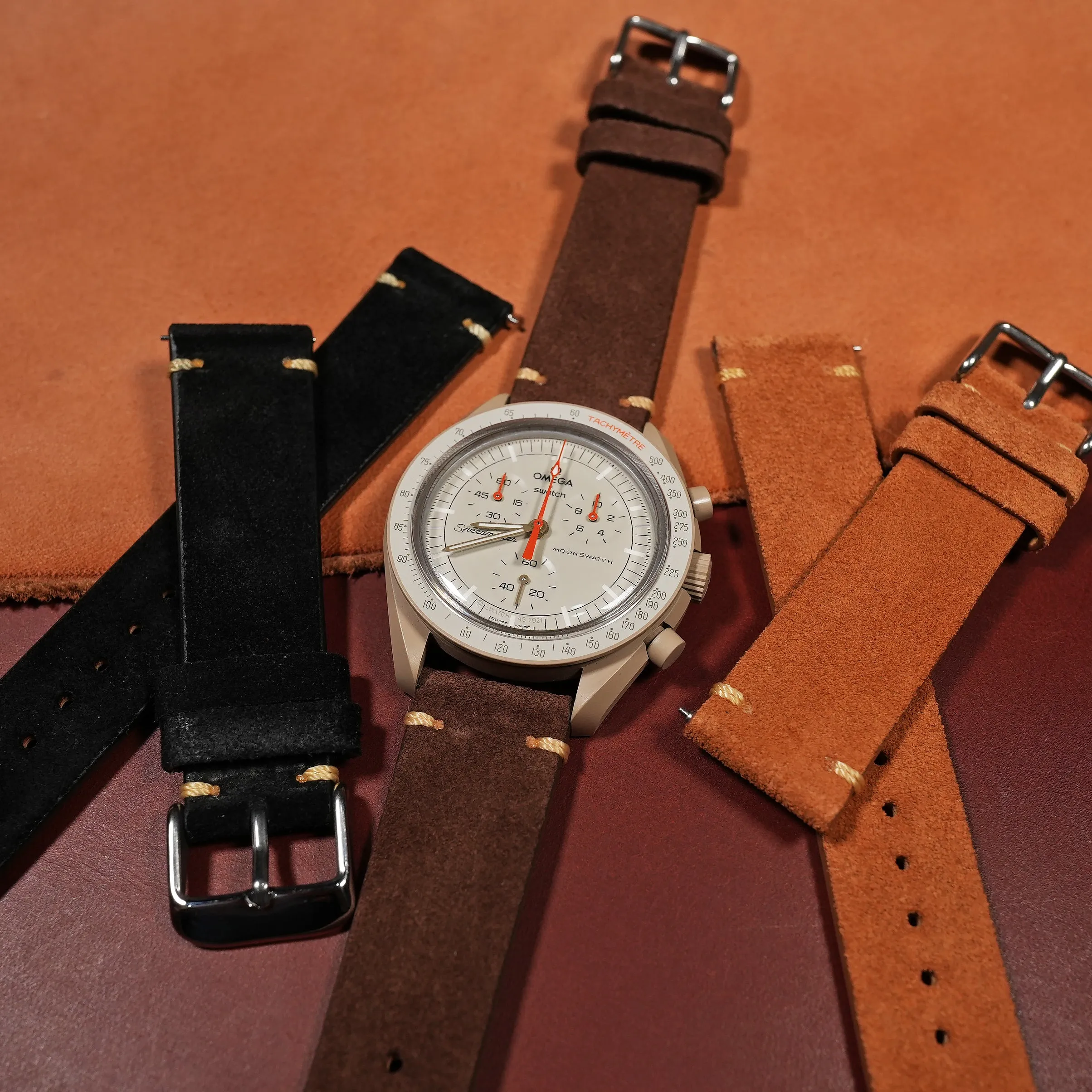 Premium Vintage Suede Leather Watch Strap in Brown