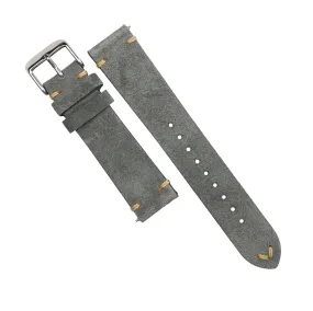 Premium Vintage Suede Leather Watch Strap in Grey