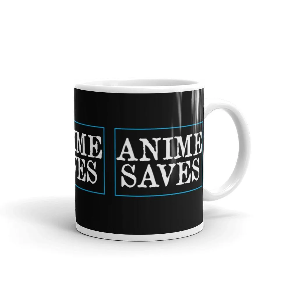 "Anime Saves" Wrap Around Mug (Black)