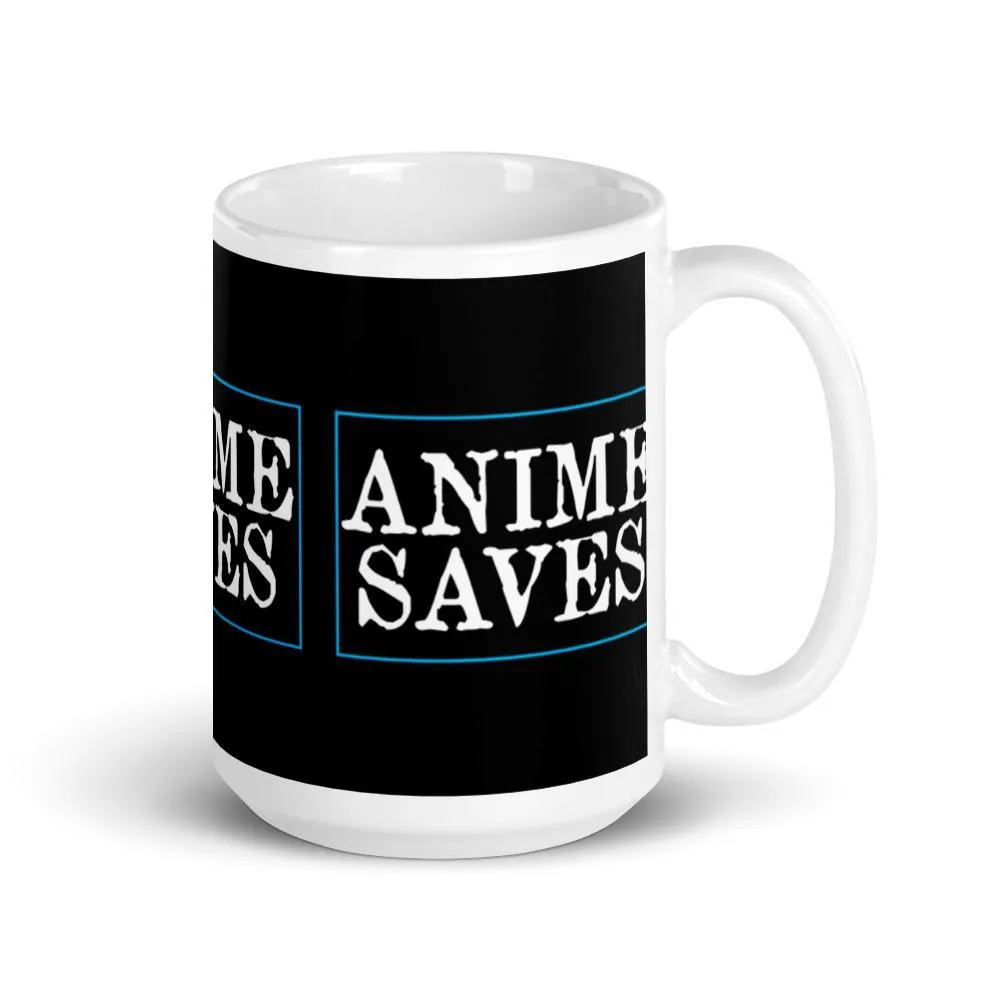 "Anime Saves" Wrap Around Mug (Black)