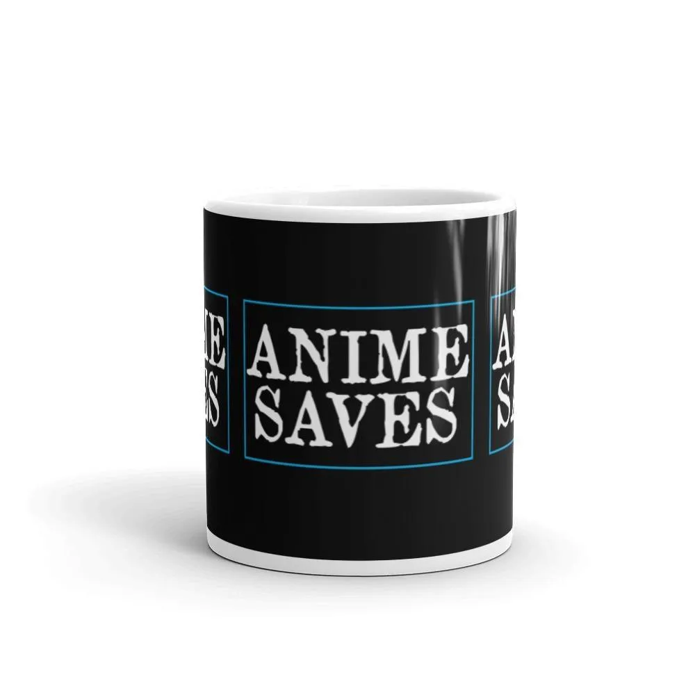 "Anime Saves" Wrap Around Mug (Black)