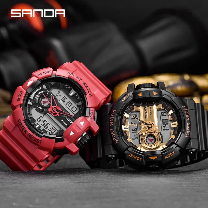 SANDA Men's Sports Digital Watches Male Military Quartz Wrist Watches Top Brand Digital-Watch waterproof Relogio Masculino