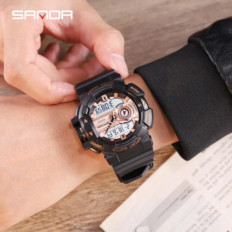 SANDA Men's Sports Digital Watches Male Military Quartz Wrist Watches Top Brand Digital-Watch waterproof Relogio Masculino