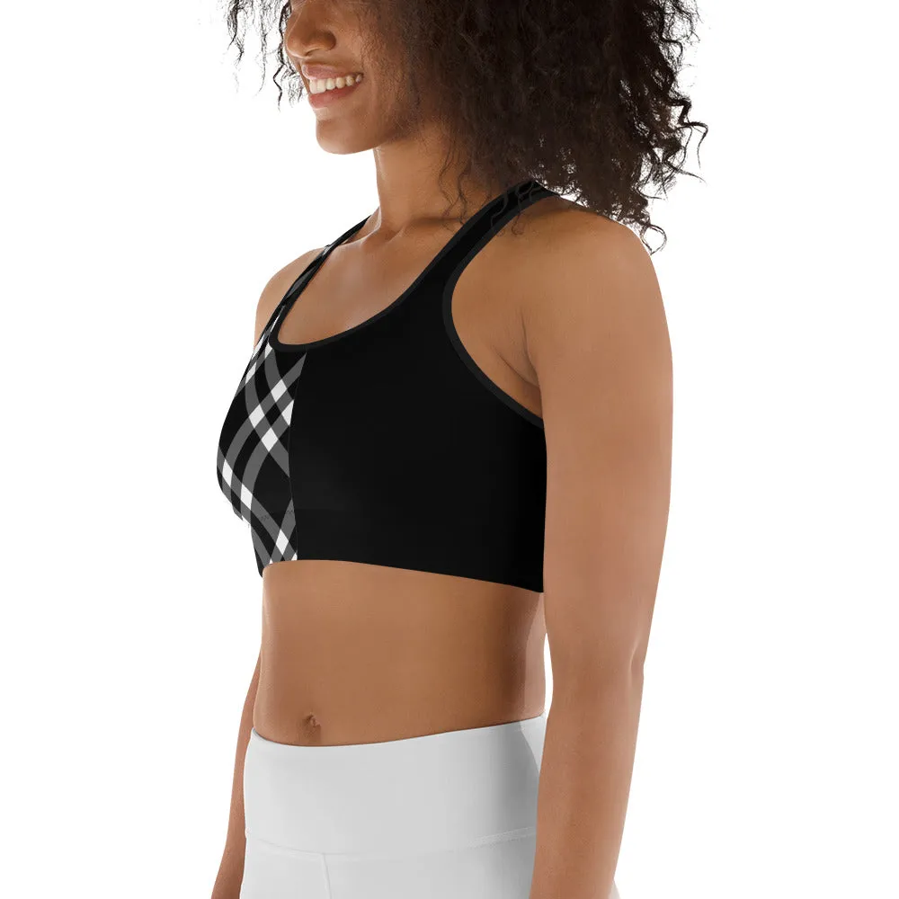 Sports Bra Black and White Gingham