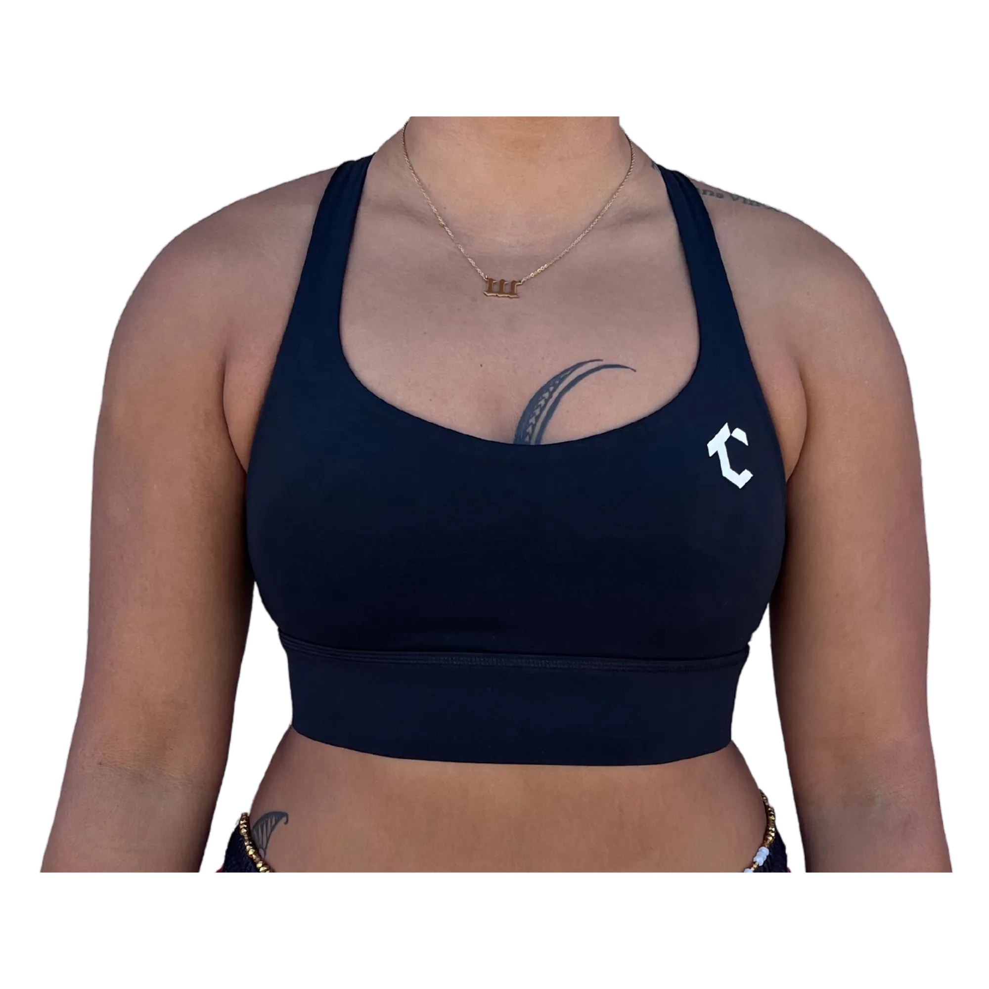 Strappy Crop Sports Bra - Black