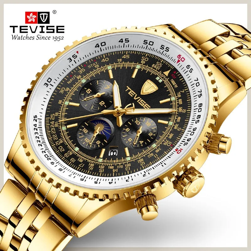 Tevise Men Watch Luxury Gold Business Casual Automatic Mechanical Watches Waterproof Wristwatches Clock Relogio Masculino 2019