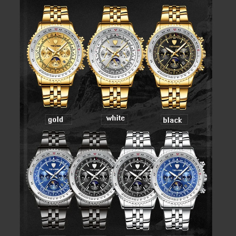 Tevise Men Watch Luxury Gold Business Casual Automatic Mechanical Watches Waterproof Wristwatches Clock Relogio Masculino 2019