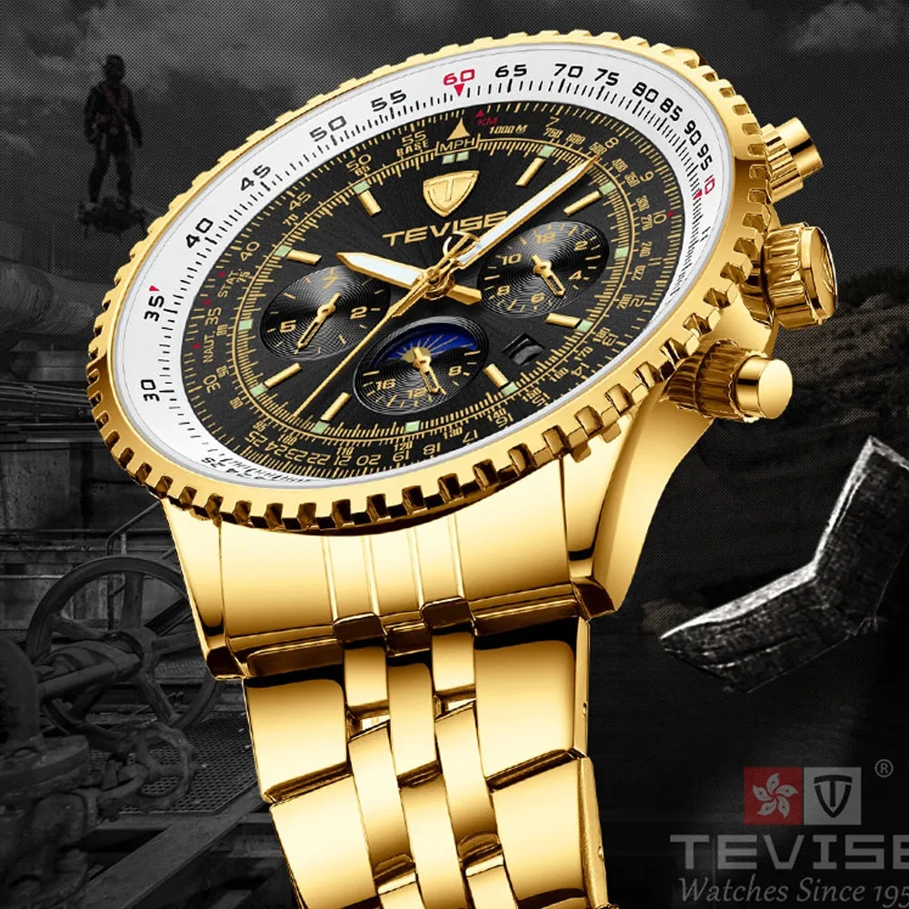 Tevise Men Watch Luxury Gold Business Casual Automatic Mechanical Watches Waterproof Wristwatches Clock Relogio Masculino 2019