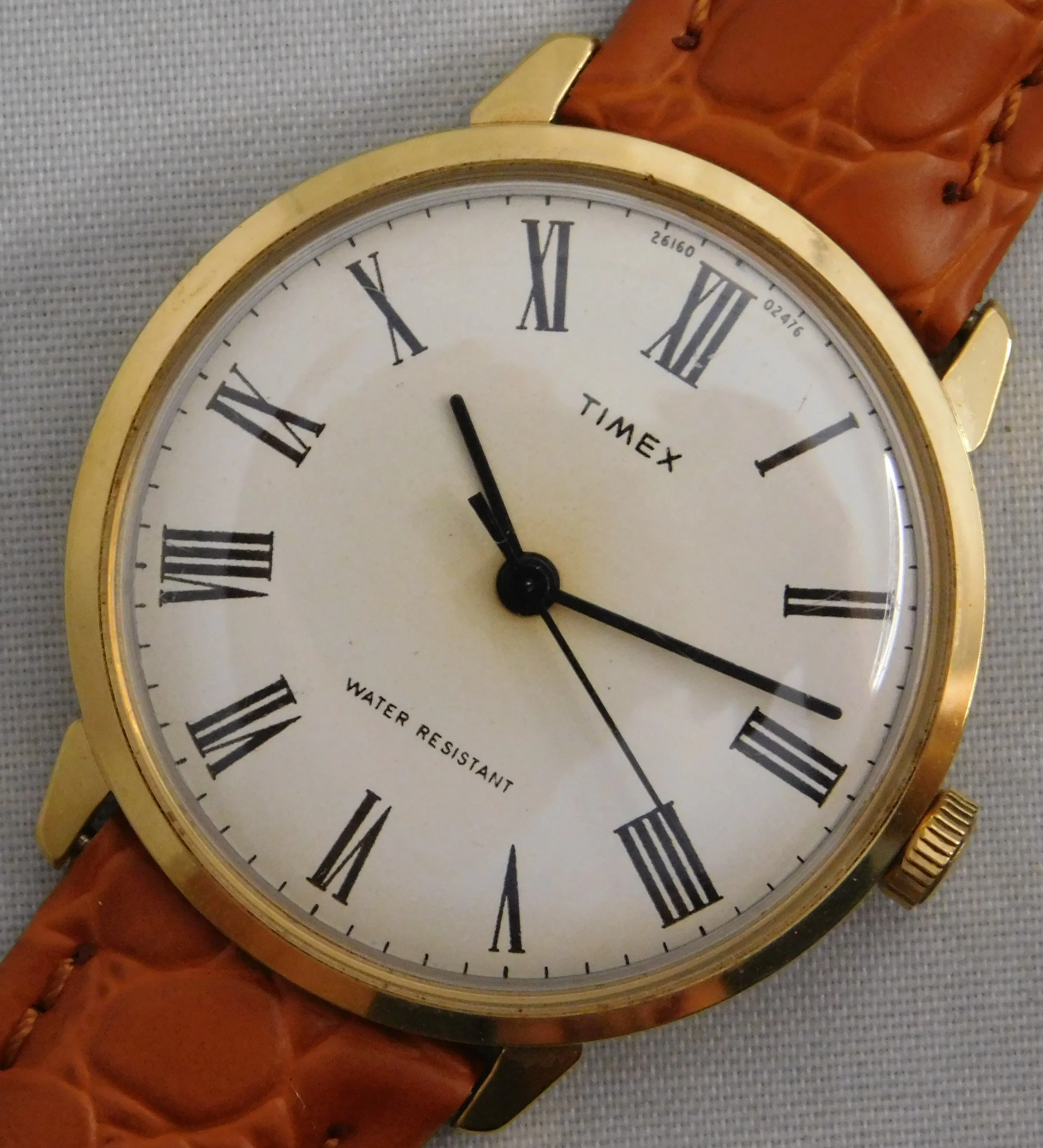 Timex Marlin White Roman Numeral Dial Vintage 1976 Manual Wind Mens Watch....34mm