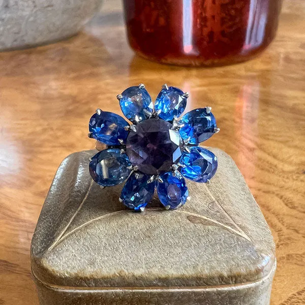 Vintage Sapphire Flower Ring