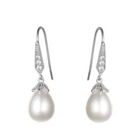 Women's Fashion CZ Bridal Wedding Pearl Earring